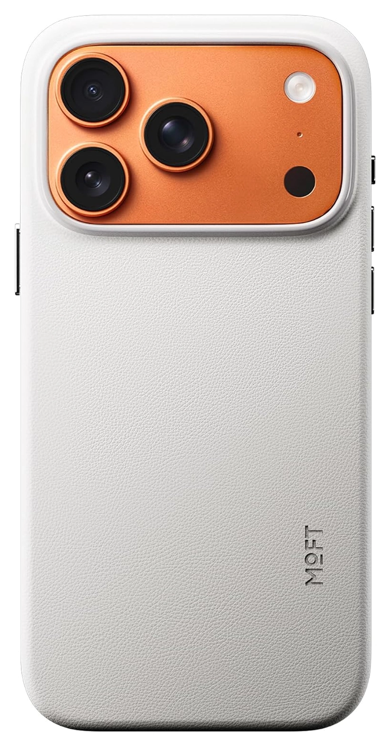 MOFT MOVAS Snap iPhone 17 Pro Hoesje MagSafe Vegan Leer Back Cover Grijs afbeelding 1