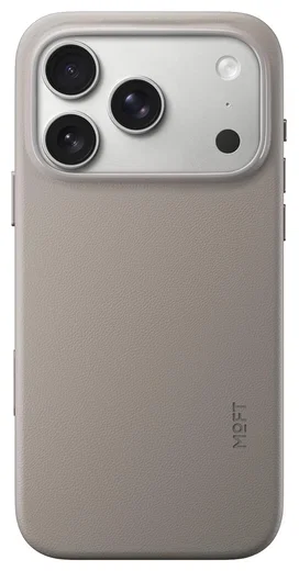 MOFT MOVAS Snap iPhone 17 Pro Hoesje MagSafe Vegan Leer Back Cover Taupe afbeelding 1