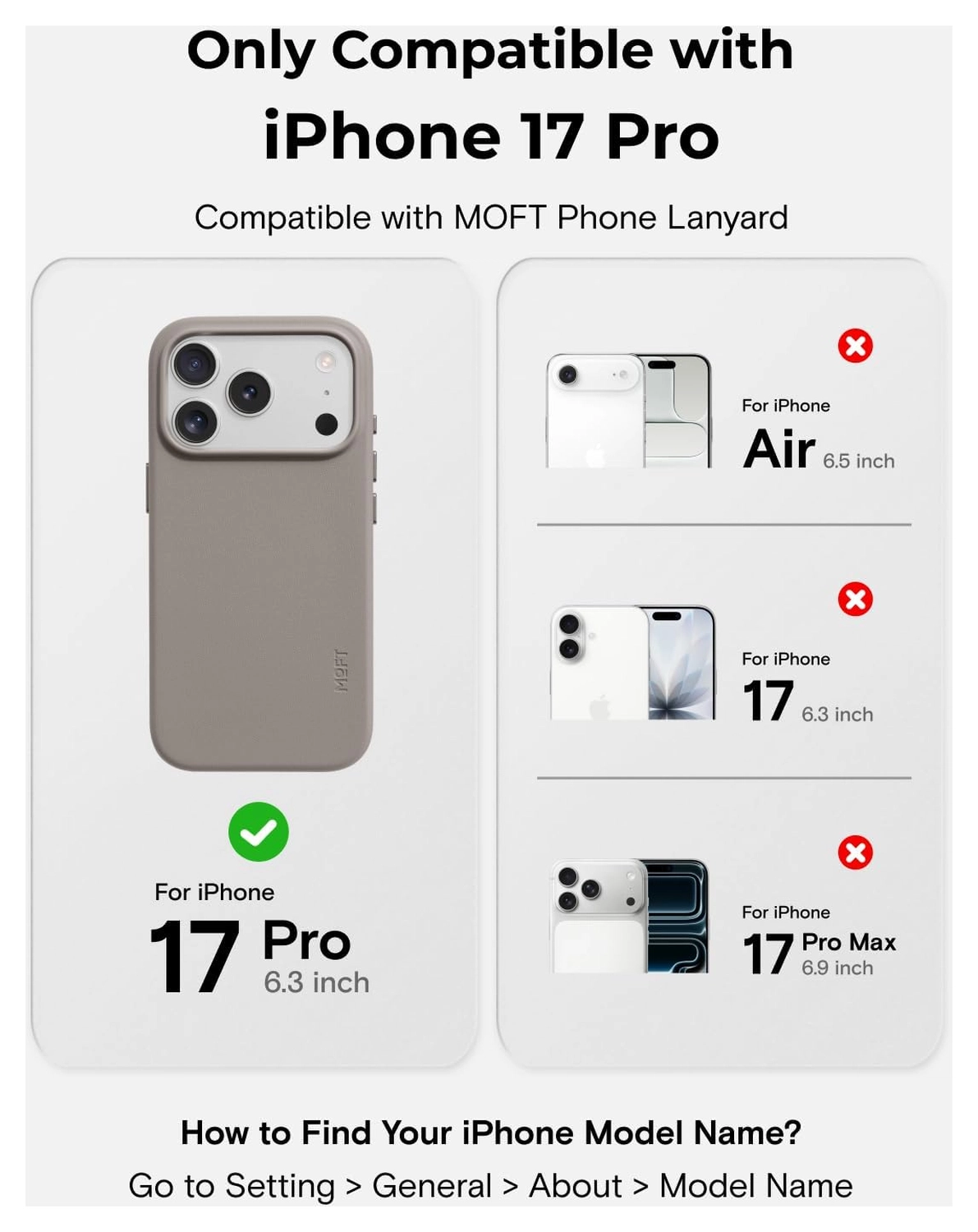 MOFT MOVAS Snap iPhone 17 Pro Hoesje MagSafe Vegan Leer Back Cover Taupe afbeelding 4