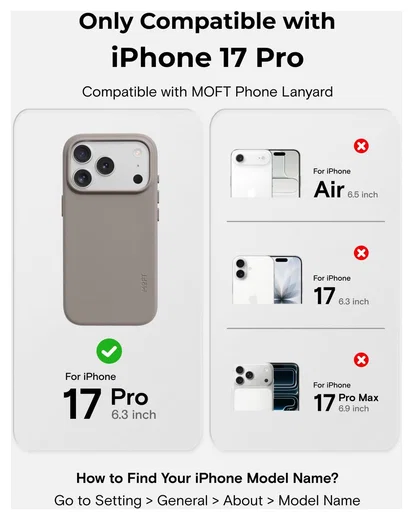 MOFT MOVAS Snap iPhone 17 Pro Hoesje MagSafe Vegan Leer Back Cover Taupe afbeelding 4