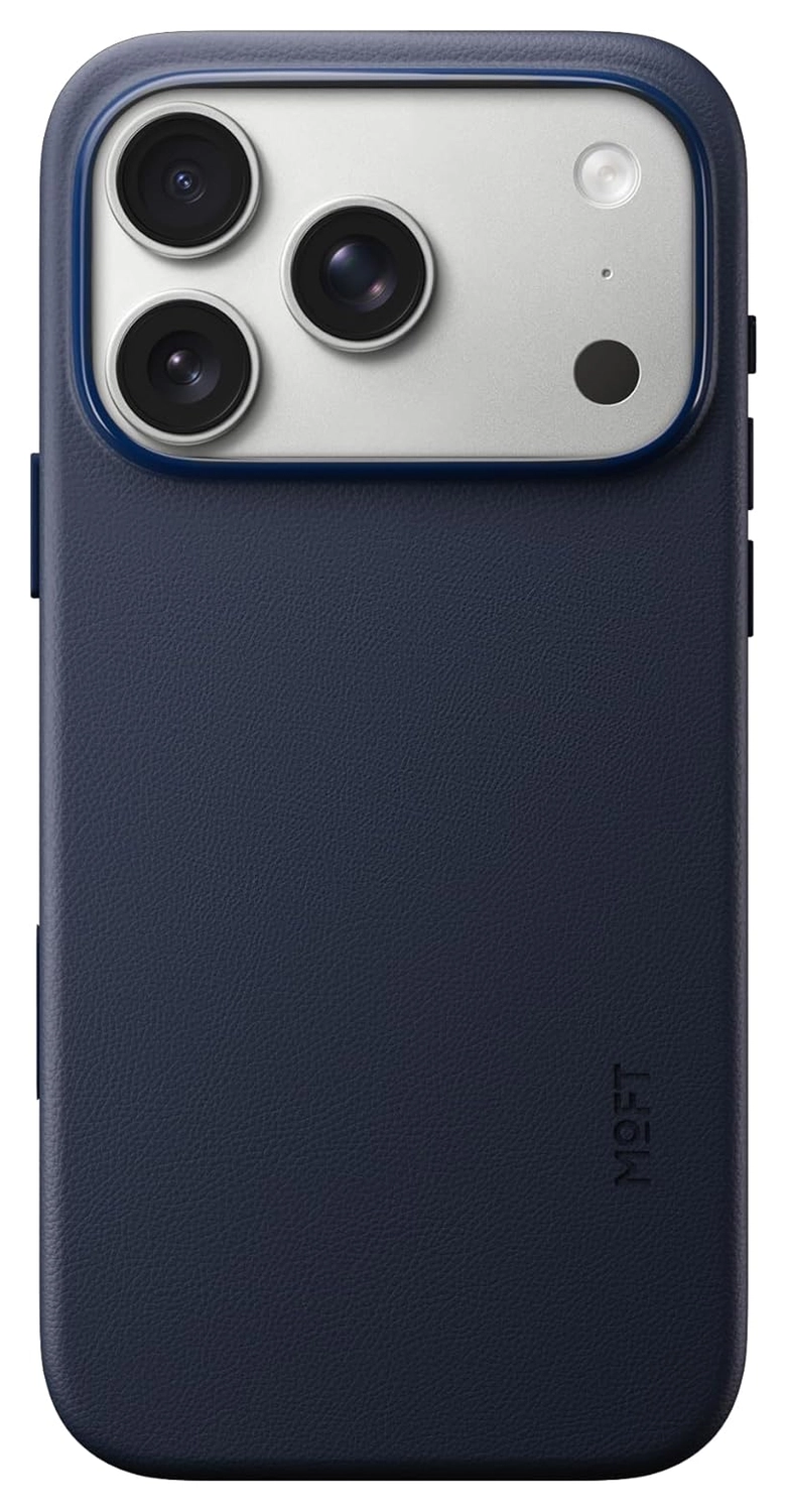 MOFT MOVAS Snap iPhone 17 Pro Hoesje MagSafe Vegan Leer Back Cover Navy afbeelding 1