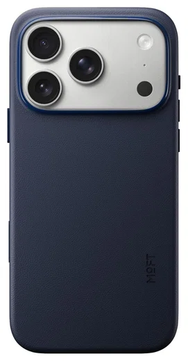 MOFT MOVAS Snap iPhone 17 Pro Hoesje MagSafe Vegan Leer Back Cover Navy afbeelding 1
