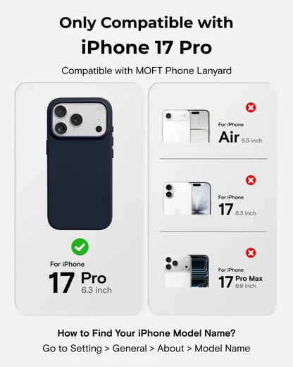MOFT MOVAS Snap iPhone 17 Pro Hoesje MagSafe Vegan Leer Back Cover Navy afbeelding 5