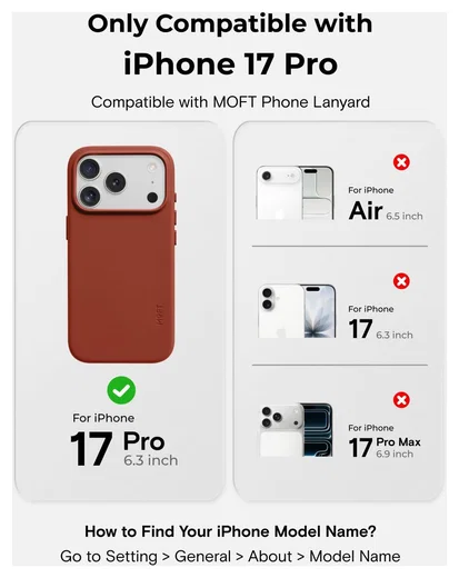 MOFT MOVAS Snap iPhone 17 Pro Hoesje MagSafe Vegan Leer Back Cover Rood afbeelding 4