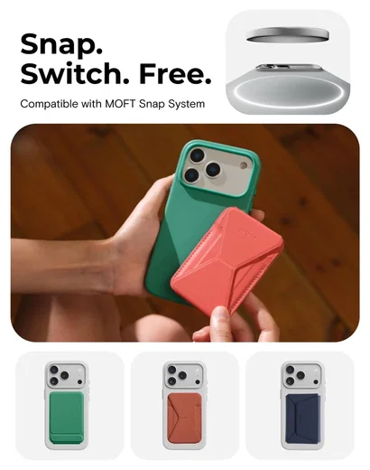 MOFT MOVAS Snap iPhone 17 Pro Hoesje MagSafe Vegan Leer Back Cover Blauw afbeelding 9