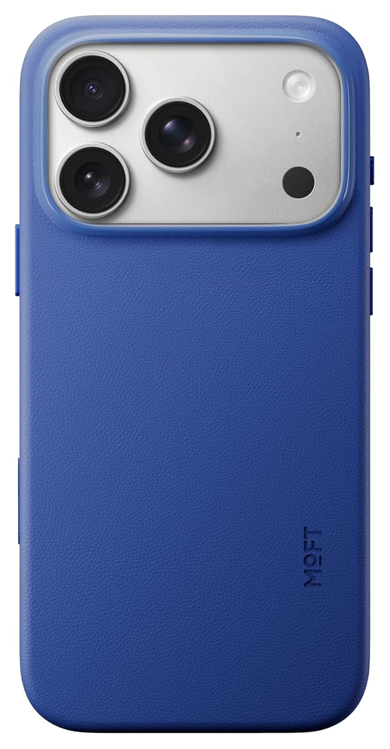 MOFT MOVAS Snap iPhone 17 Pro Hoesje MagSafe Vegan Leer Back Cover Blauw afbeelding 1