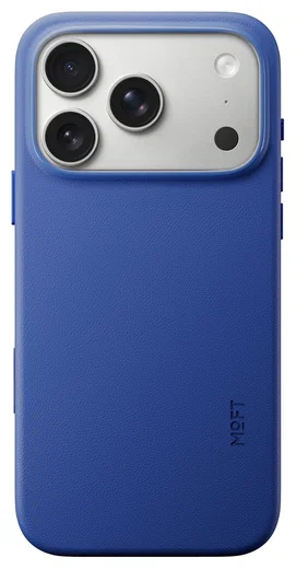 MOFT MOVAS Snap iPhone 17 Pro Hoesje MagSafe Vegan Leer Back Cover Blauw afbeelding 1
