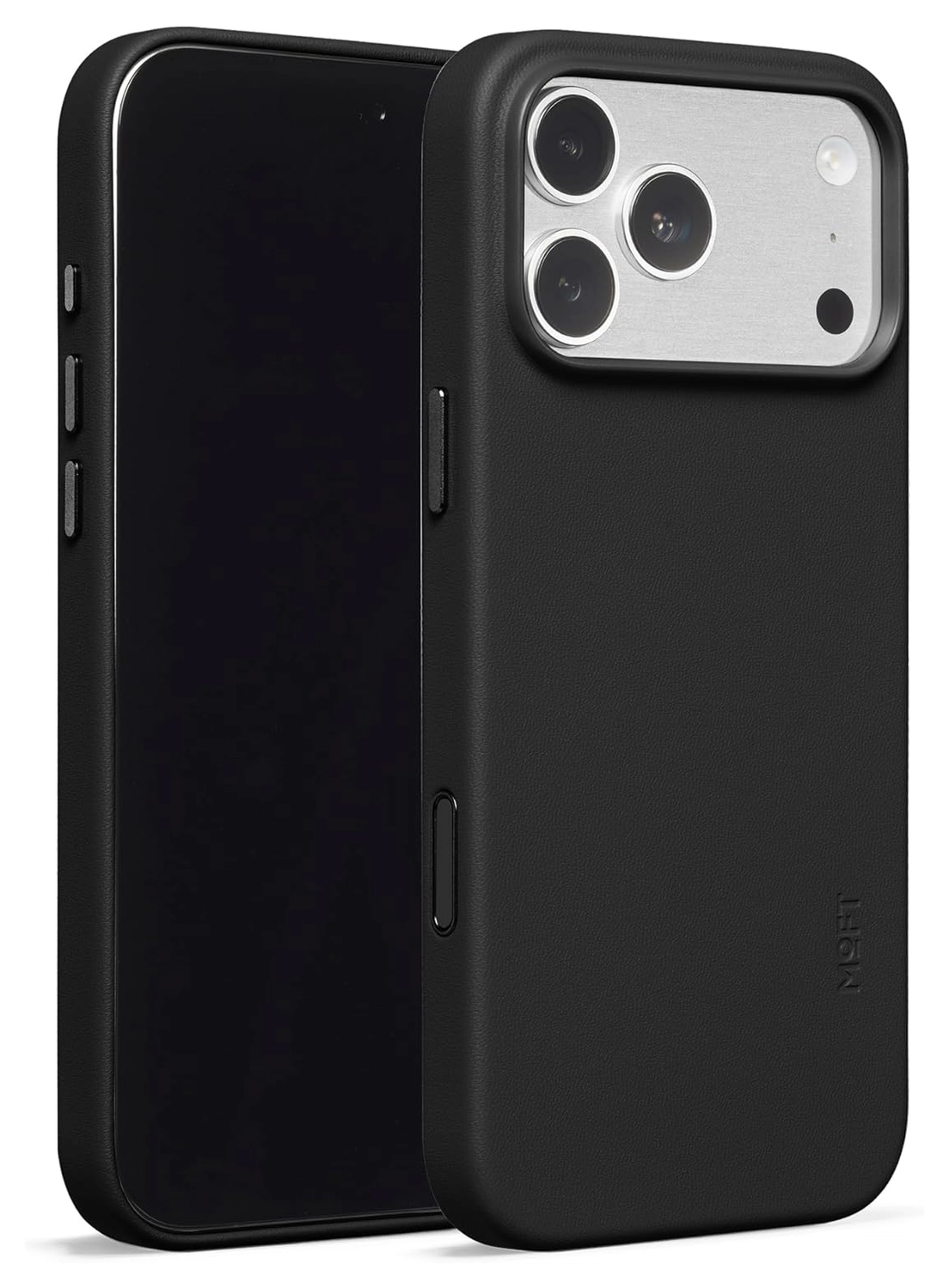 MOFT MOVAS Snap iPhone 17 Pro Max Hoesje MagSafe Leer Back Cover Zwart afbeelding 2