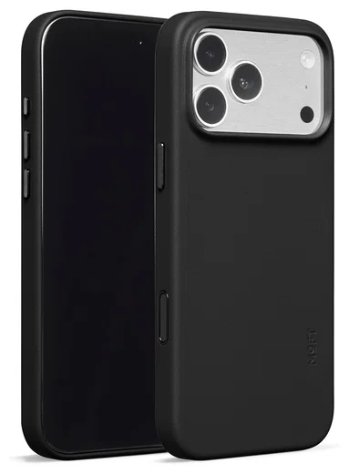 MOFT MOVAS Snap iPhone 17 Pro Max Hoesje MagSafe Leer Back Cover Zwart afbeelding 2