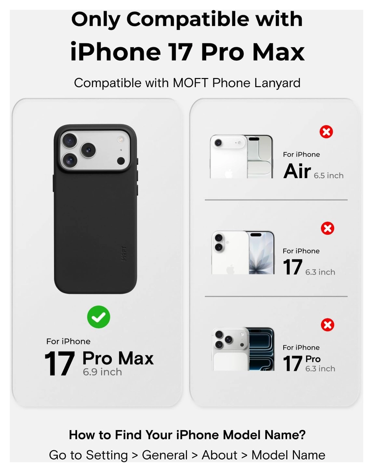 MOFT MOVAS Snap iPhone 17 Pro Max Hoesje MagSafe Leer Back Cover Zwart afbeelding 4
