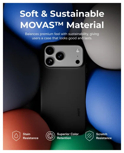 MOFT MOVAS Snap iPhone 17 Pro Max Hoesje MagSafe Leer Back Cover Zwart afbeelding 5