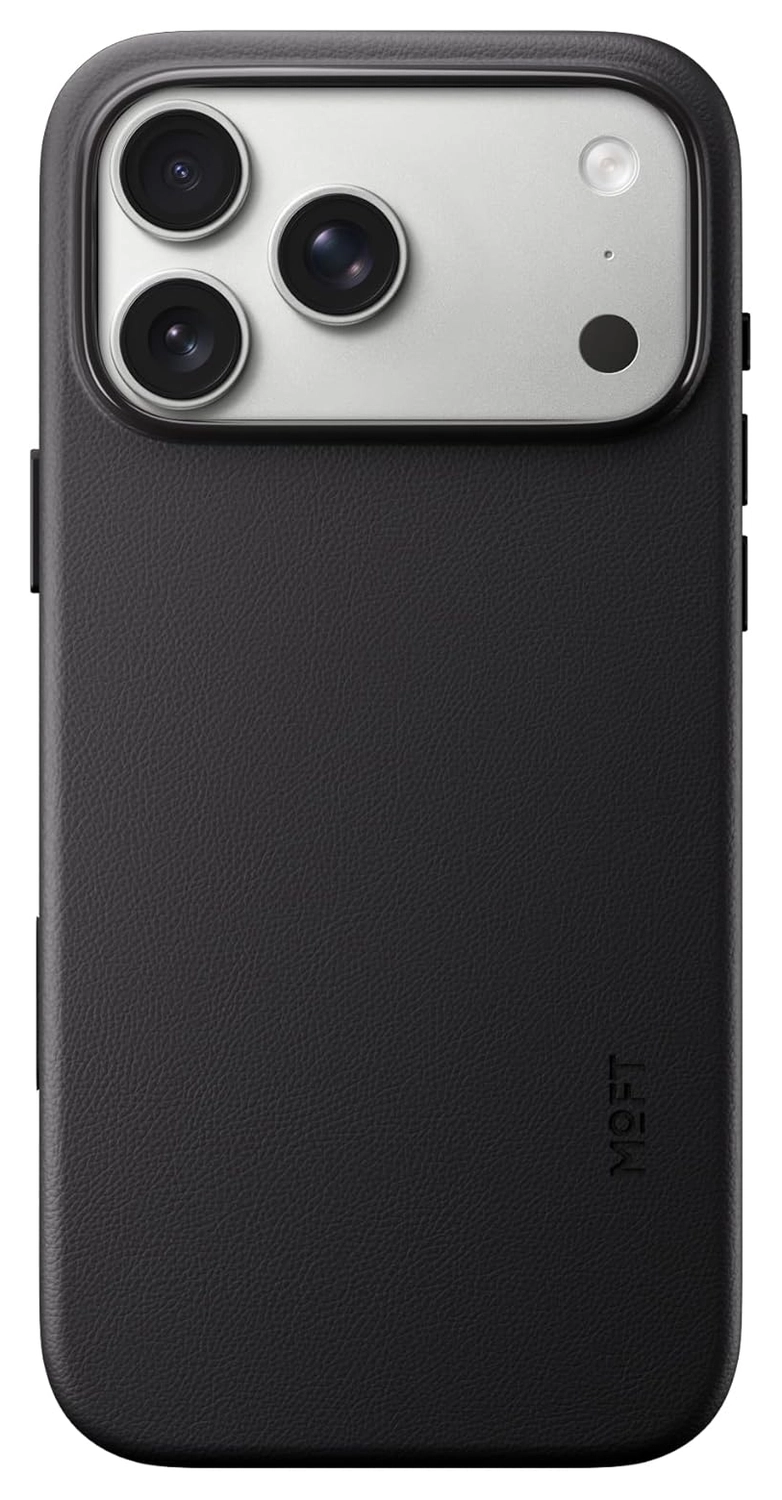 MOFT MOVAS Snap iPhone 17 Pro Max Hoesje MagSafe Leer Back Cover Zwart afbeelding 1