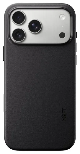 MOFT MOVAS Snap iPhone 17 Pro Max Hoesje MagSafe Leer Back Cover Zwart afbeelding 1