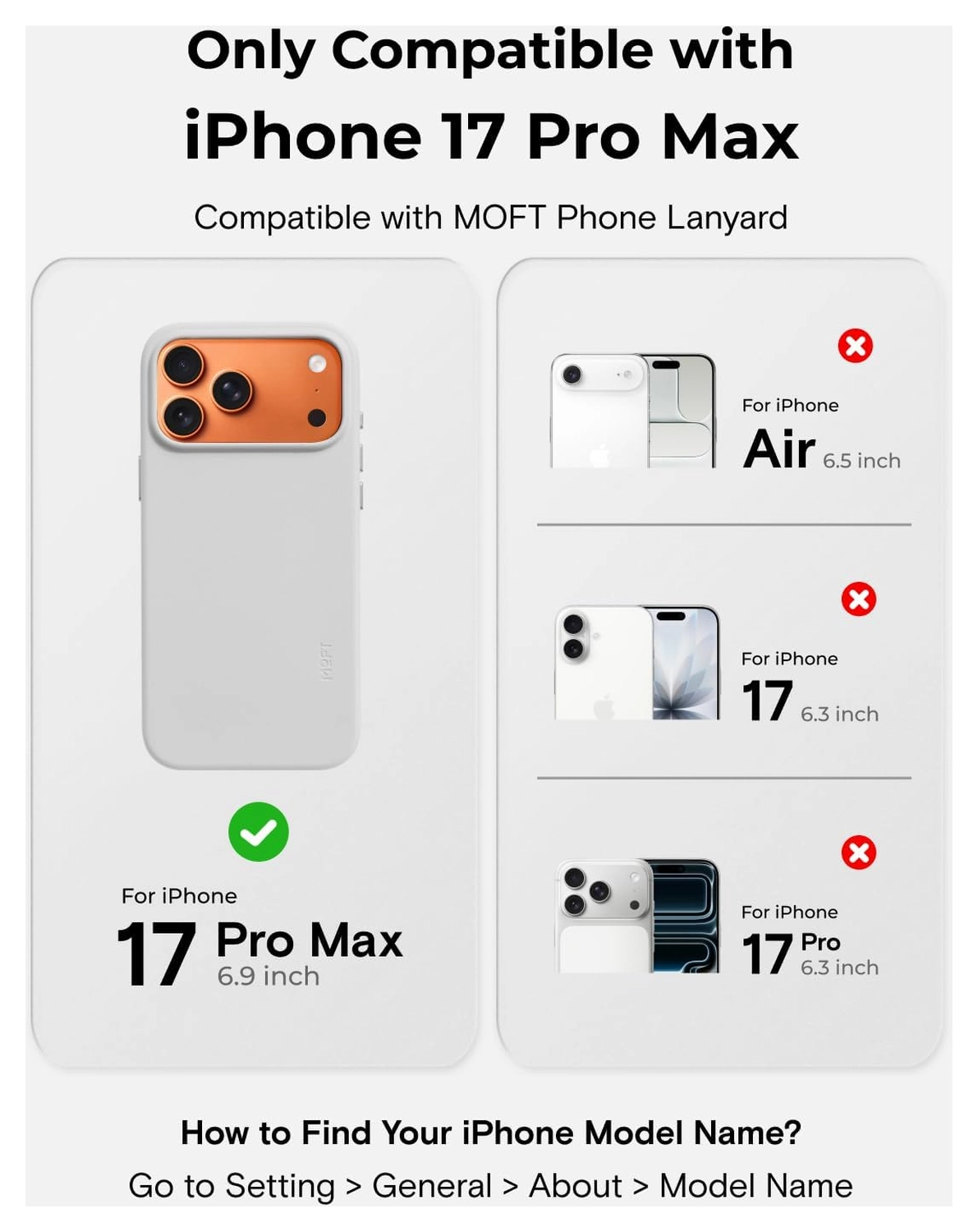 MOFT MOVAS Snap iPhone 17 Pro Max Hoesje MagSafe Leer Back Cover Grijs afbeelding 4