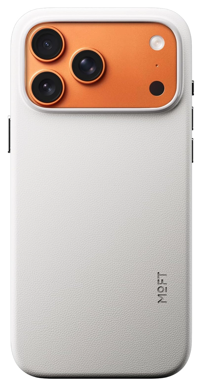 MOFT MOVAS Snap iPhone 17 Pro Max Hoesje MagSafe Leer Back Cover Grijs afbeelding 1