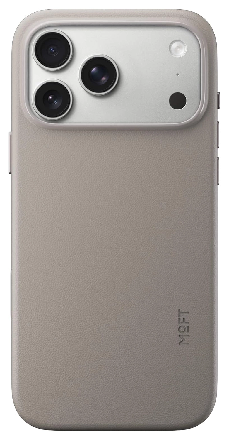 MOFT MOVAS Snap iPhone 17 Pro Max Hoesje MagSafe Leer Back Cover Taupe afbeelding 1