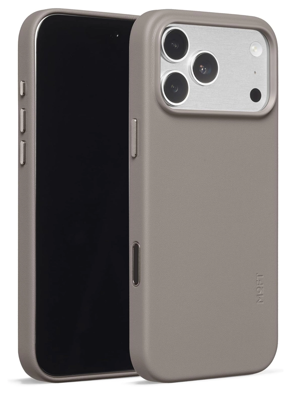 MOFT MOVAS Snap iPhone 17 Pro Max Hoesje MagSafe Leer Back Cover Taupe afbeelding 2
