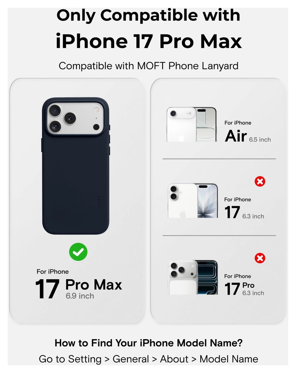 MOFT MOVAS Snap iPhone 17 Pro Max Hoesje MagSafe Leer Back Cover Navy afbeelding 4
