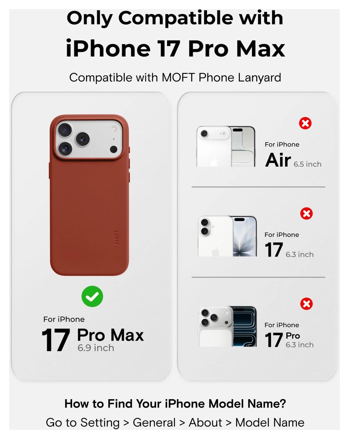 MOFT MOVAS Snap iPhone 17 Pro Max Hoesje MagSafe Leer Back Cover Rood afbeelding 4