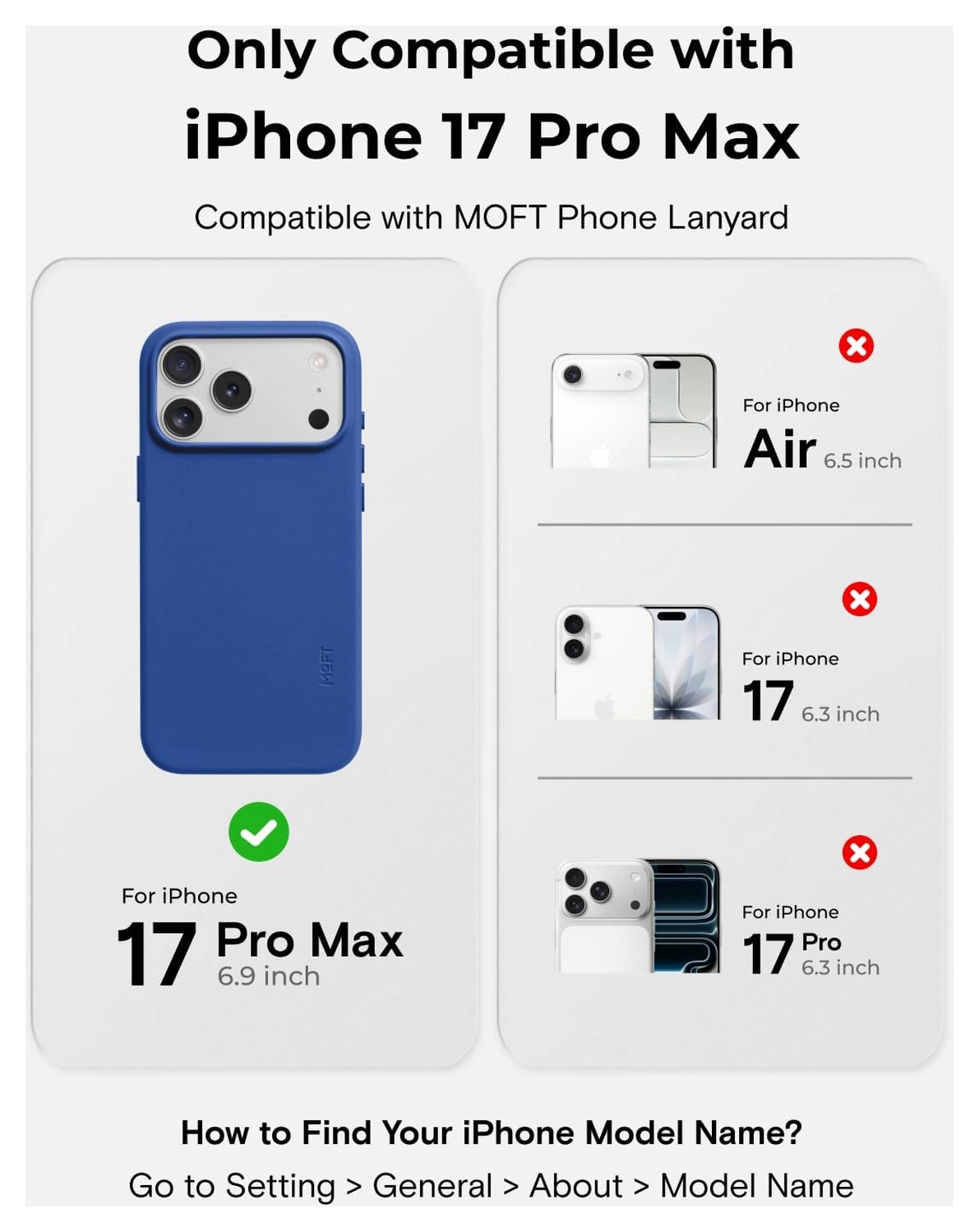 MOFT MOVAS Snap iPhone 17 Pro Max Hoesje MagSafe Leer Back Cover Blauw afbeelding 4