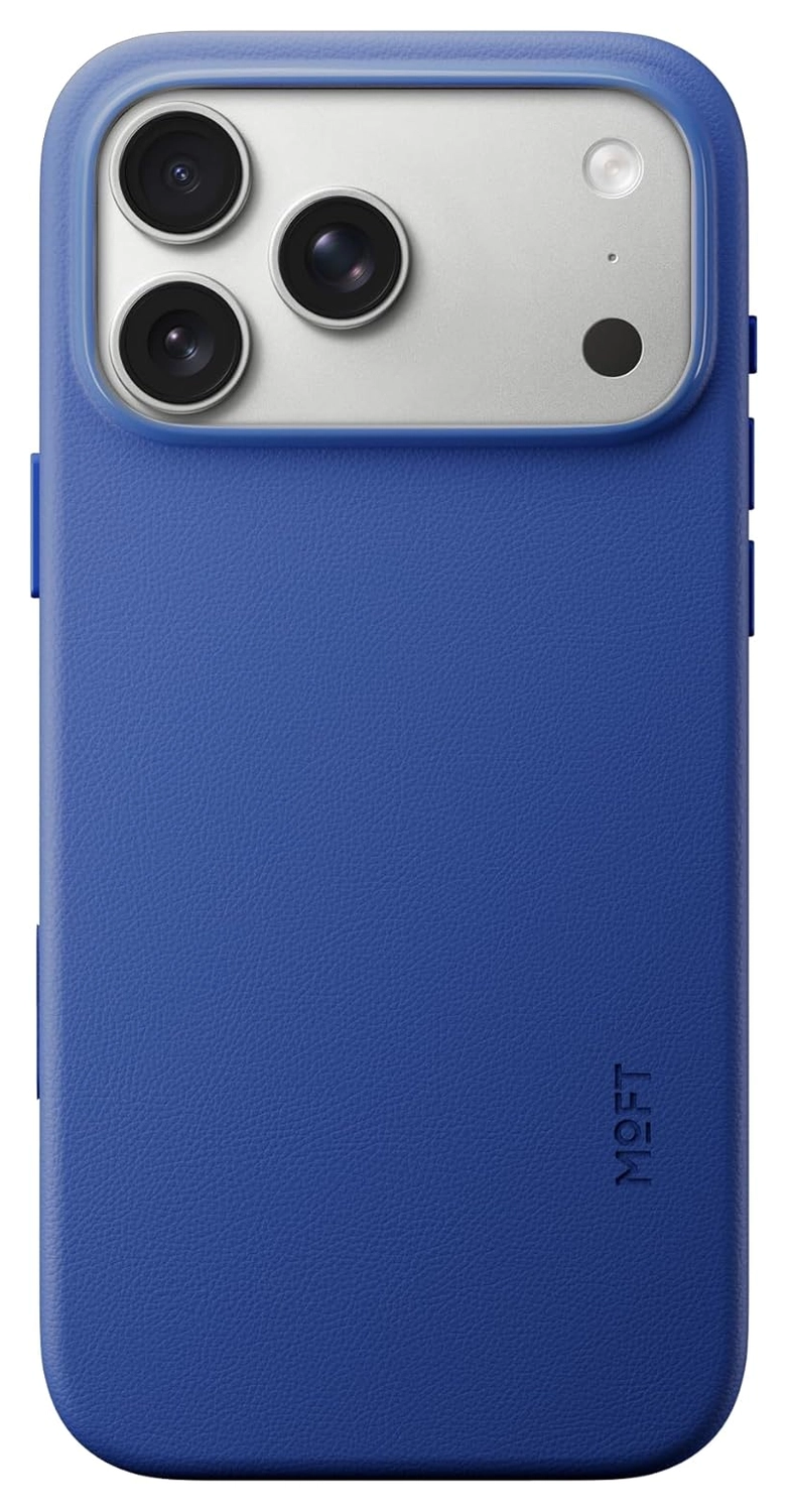 MOFT MOVAS Snap iPhone 17 Pro Max Hoesje MagSafe Leer Back Cover Blauw afbeelding 1