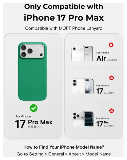 MOFT MOVAS Snap iPhone 17 Pro Max Hoesje MagSafe Leer Back Cover Groen afbeelding 4