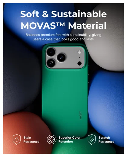 MOFT MOVAS Snap iPhone 17 Pro Max Hoesje MagSafe Leer Back Cover Groen afbeelding 5