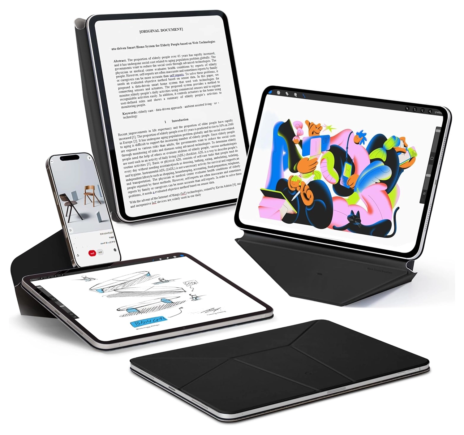 MOFT Dynamic Folio iPad Pro 13 (2024/2025) Hoes Book Case met Standaard Zwart afbeelding 1