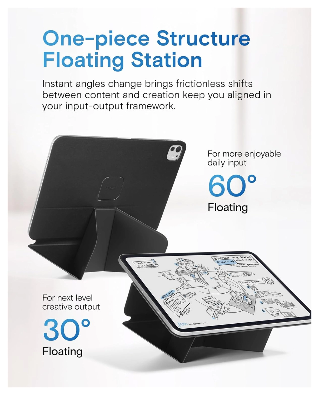 MOFT Dynamic Folio iPad Mini 7 / 6 Hoes Book Case met Standaard Zwart afbeelding 5