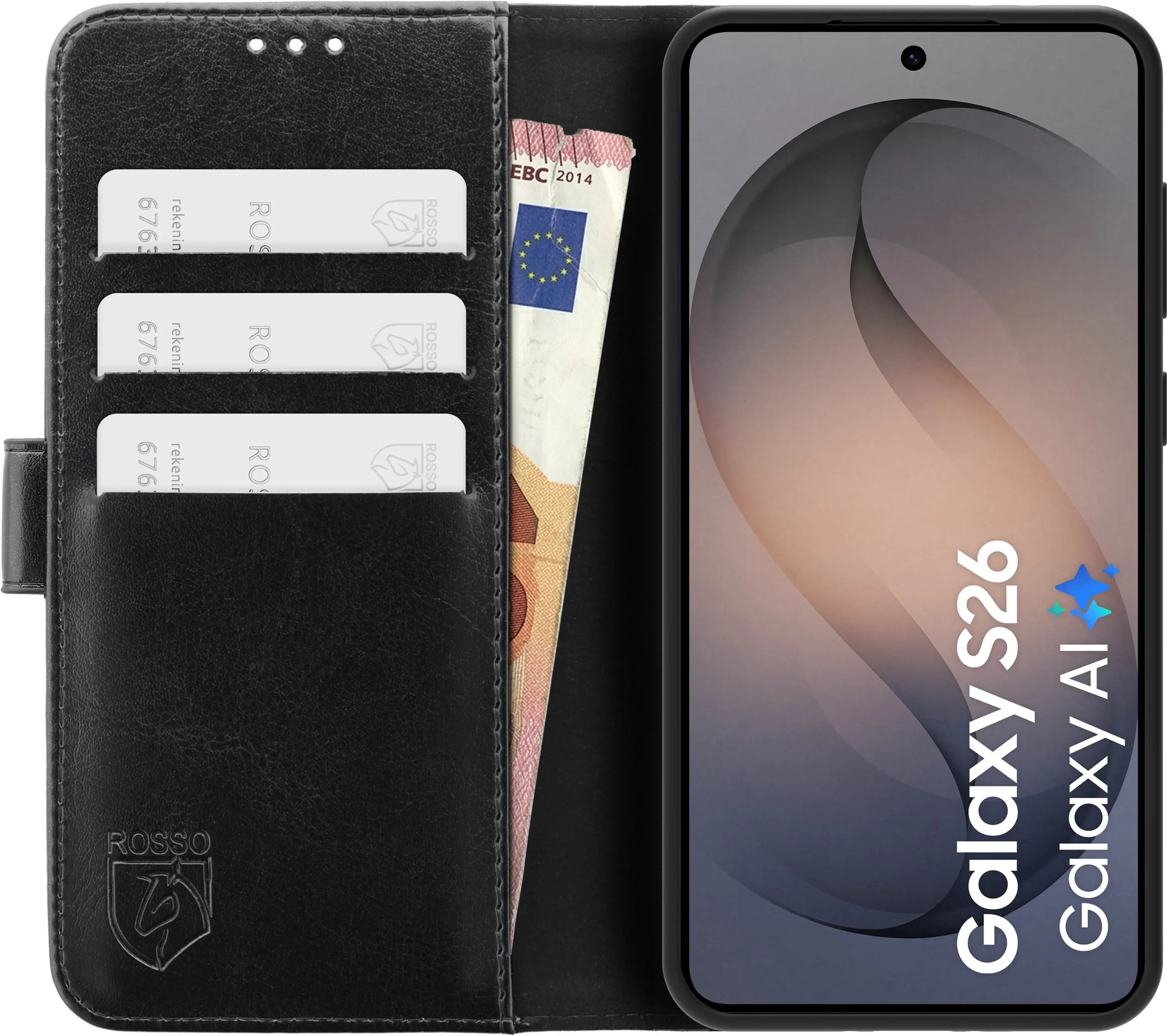 Rosso Element Samsung Galaxy S26 Hoesje Book Case Wallet Zwart afbeelding 11