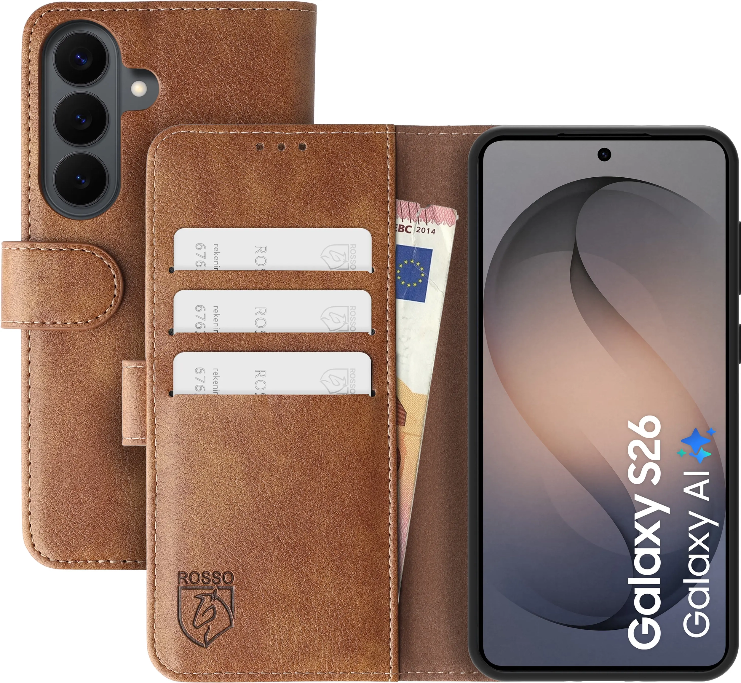 Rosso Element Samsung Galaxy S26 Hoesje Book Case Wallet Bruin afbeelding 1