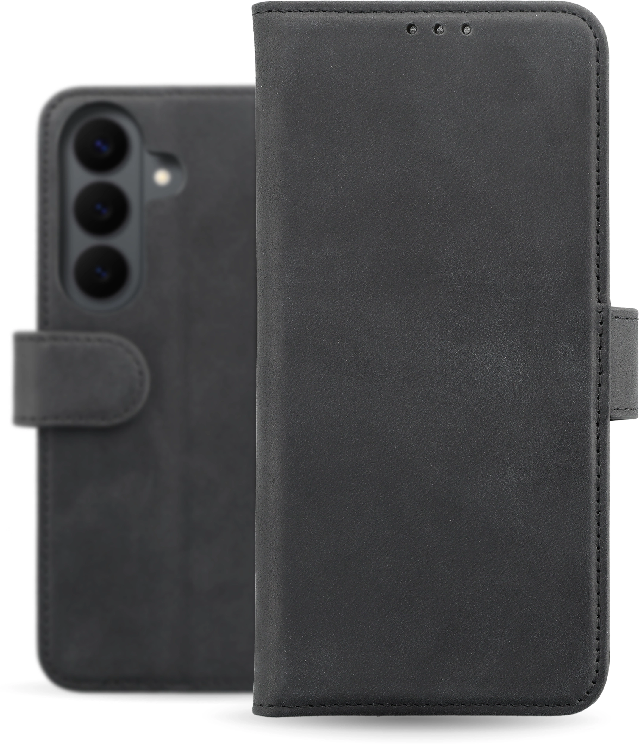 Rosso Deluxe Samsung Galaxy S26 Hoesje Echt Leer Book Case Zwart afbeelding 2