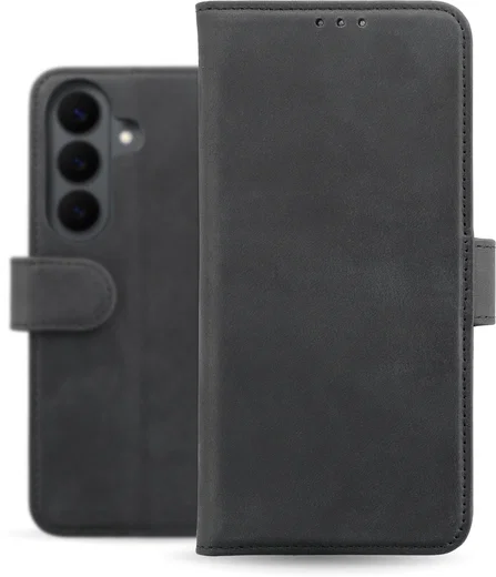 Rosso Deluxe Samsung Galaxy S26 Hoesje Echt Leer Book Case Zwart afbeelding 2