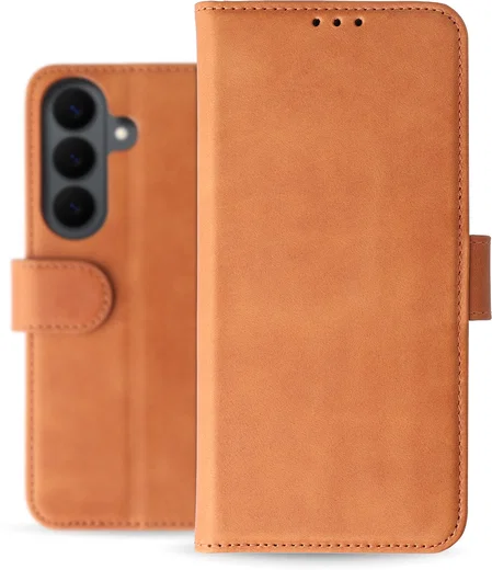 Rosso Deluxe Samsung Galaxy S26 Hoesje Echt Leer Book Case Bruin afbeelding 2