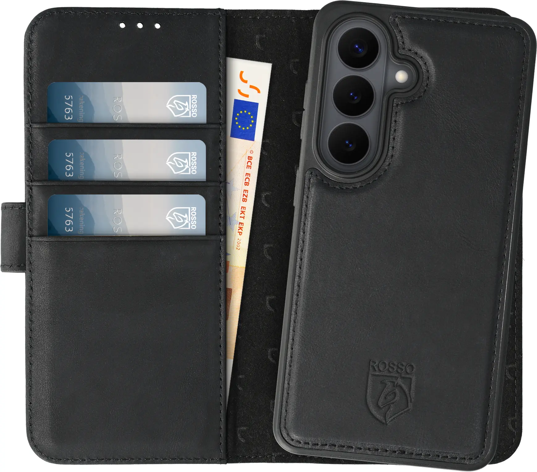 Rosso Elite Samsung Galaxy S26 Hoesje met MagSafe Book Case Echt Leer Zwart afbeelding 1