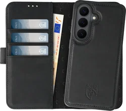 Rosso Elite Samsung Galaxy S26 Hoesje met MagSafe Book Case Echt Leer Zwart afbeelding