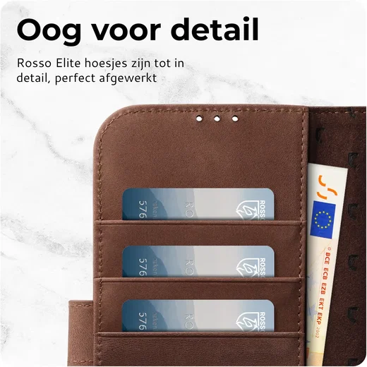 Rosso Elite Samsung Galaxy S26 Hoesje met MagSafe Book Case Echt Leer Bruin afbeelding 6
