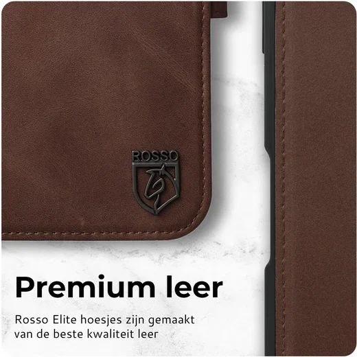Rosso Elite Samsung Galaxy S26 Hoesje met MagSafe Book Case Echt Leer Bruin afbeelding 4