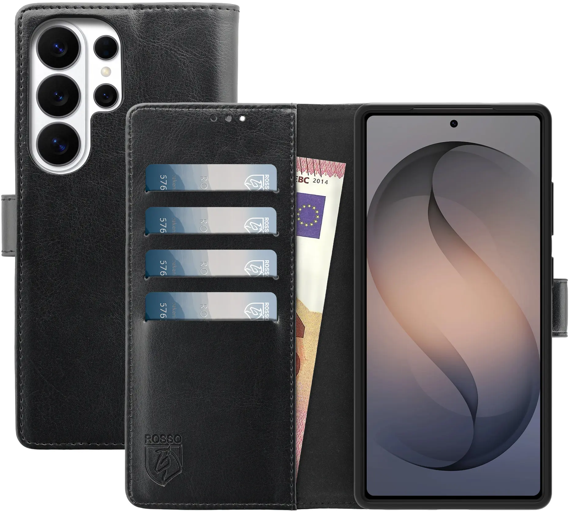 Rosso Element Samsung Galaxy S26 Ultra Hoesje Book Case Wallet Zwart afbeelding 1