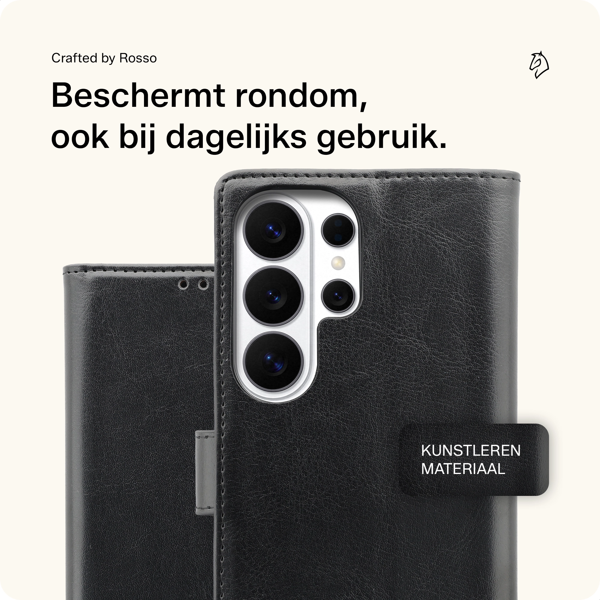 Rosso Element Samsung Galaxy S26 Ultra Hoesje Book Case Wallet Zwart afbeelding 2