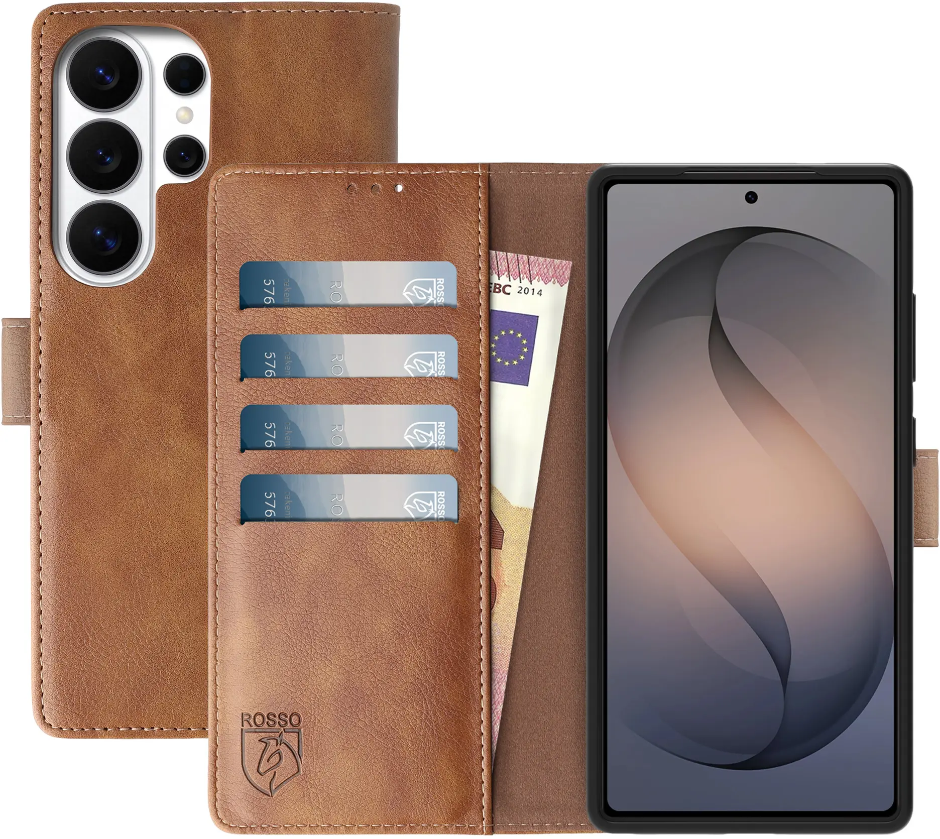 Rosso Element Samsung Galaxy S26 Ultra Hoesje Book Case Wallet Bruin afbeelding 1
