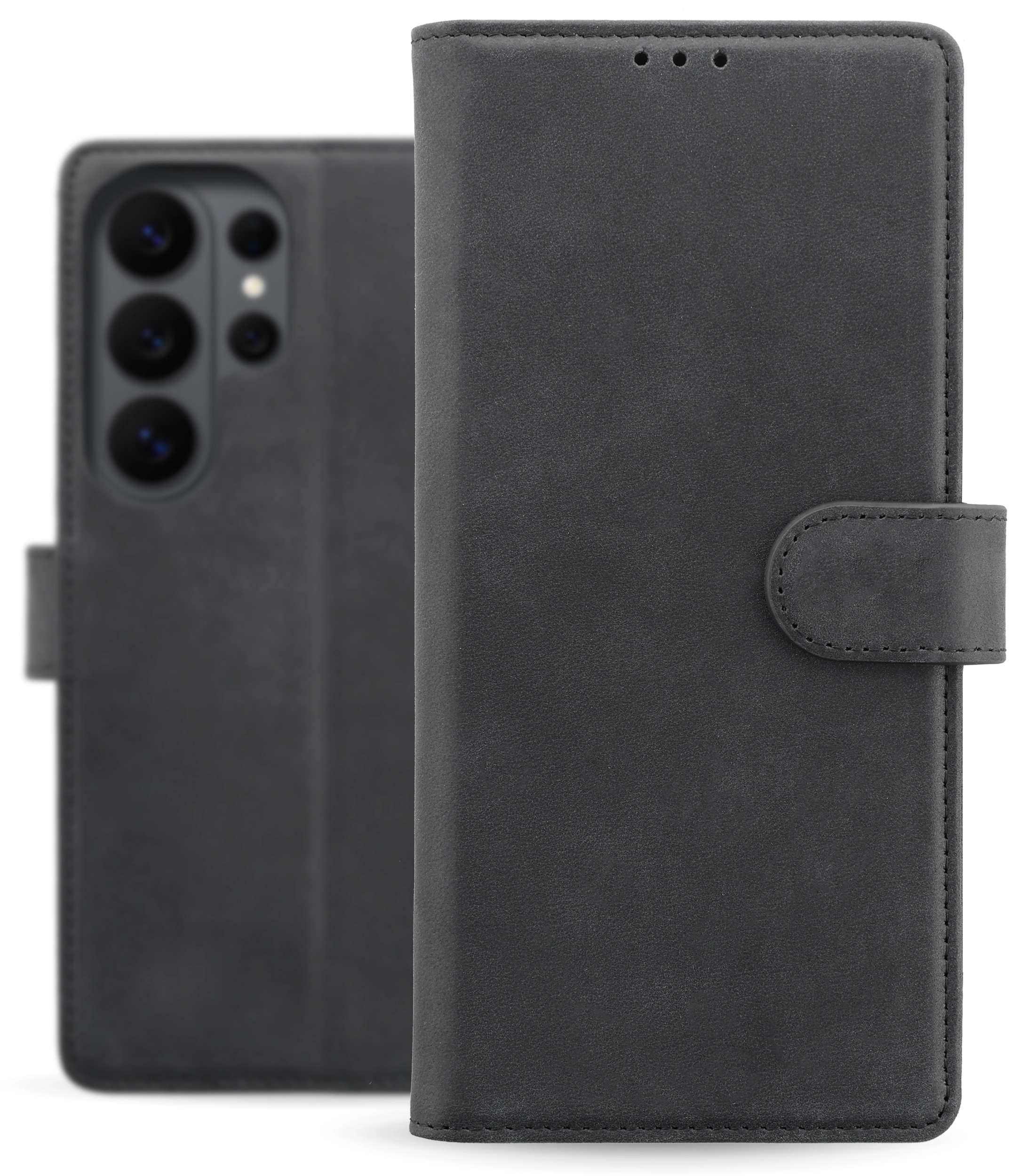 Rosso Deluxe Samsung Galaxy S26 Ultra Hoesje Echt Leer Book Case Zwart afbeelding 2