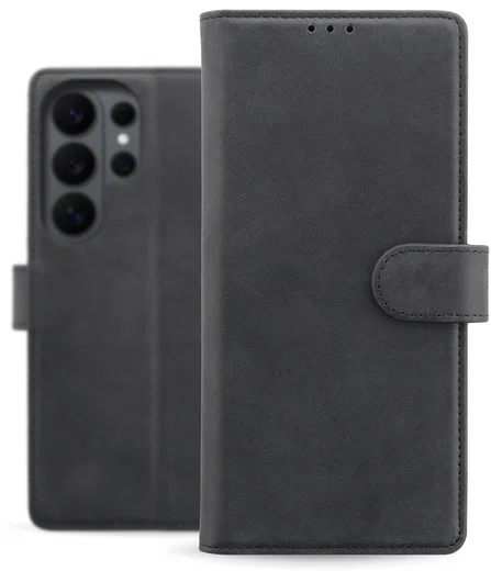 Rosso Deluxe Samsung Galaxy S26 Ultra Hoesje Echt Leer Book Case Zwart afbeelding 2