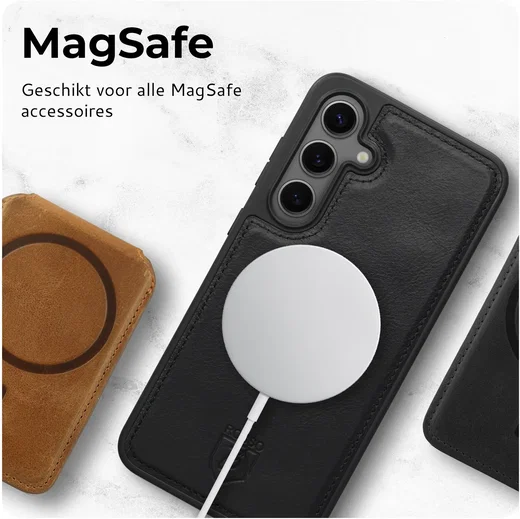 Rosso Elite Samsung S26 Ultra Hoesje met MagSafe Book Case Echt Leer Zwart afbeelding 6