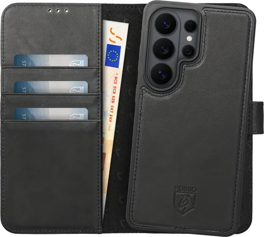 Rosso Elite Samsung S26 Ultra Hoesje met MagSafe Book Case Echt Leer Zwart afbeelding 1