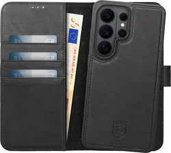 Rosso Elite Samsung S26 Ultra Hoesje met MagSafe Book Case Echt Leer Zwart afbeelding