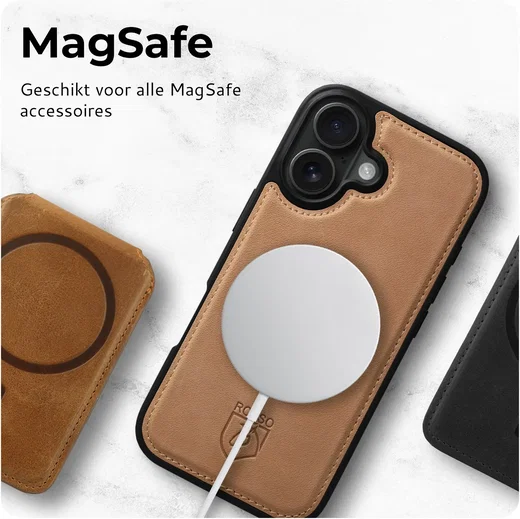Rosso Elite Samsung S26 Ultra Hoesje met MagSafe Book Case Echt Leer Lichtbruin afbeelding 7