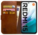 Rosso Element Xiaomi Redmi 15 4G Hoesje Book Case Wallet Bruin