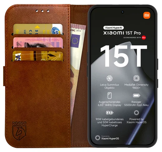 Rosso Element Xiaomi 15T Pro Hoesje Book Case Wallet Bruin afbeelding 1