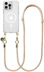 AVY Apple iPhone 15 Pro Max Hoesje met Koord & MagSafe 130CM Tressé Beige afbeelding